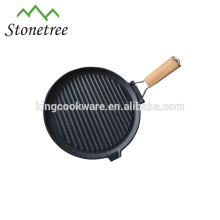 cast iron fry pan/grill pan with removable handle